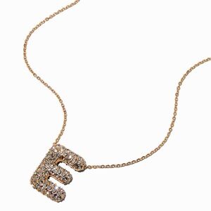 Claire's Gold-tone Pave Bubble Initial Pendant Necklace